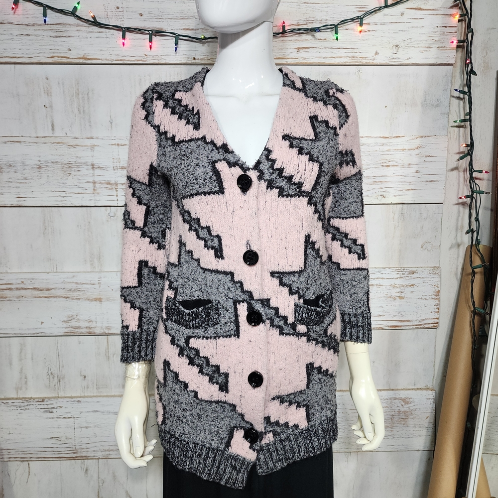 Marc Cain Pink and Gray Cardigan